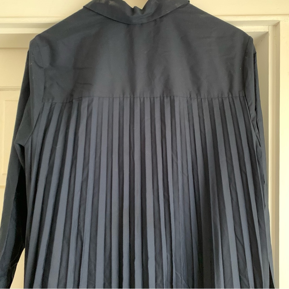 J Jill 1x button down pleated dress black long sleeve plus NWT New wide